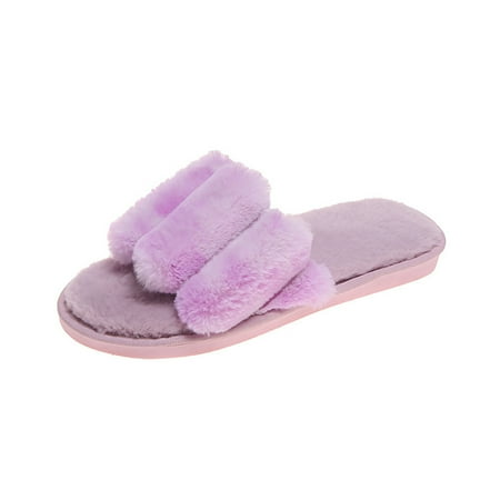 

Pgeraug womens slippers Women s Fashion Round Toe Flat Leopard Print Large Size Casual Slippers mens slippers Purple 41