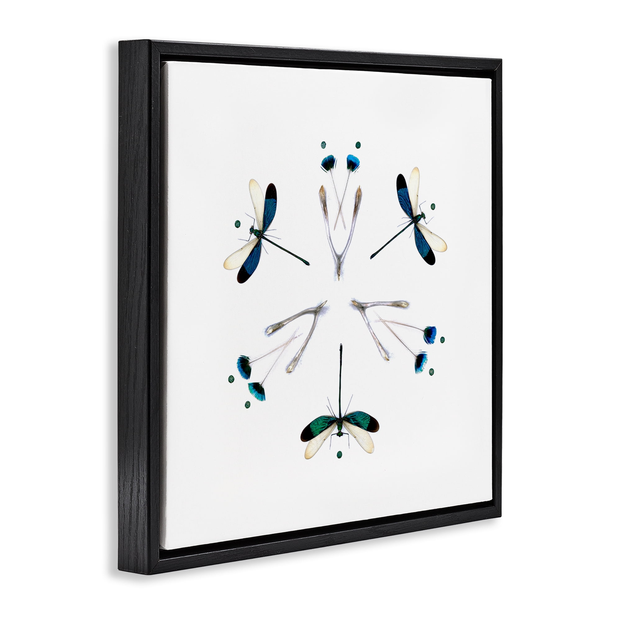 Stupell Industries Simple Dragonfly Symmetry Black Framed Floater Canvas Wall Art, design by Beth Adoette