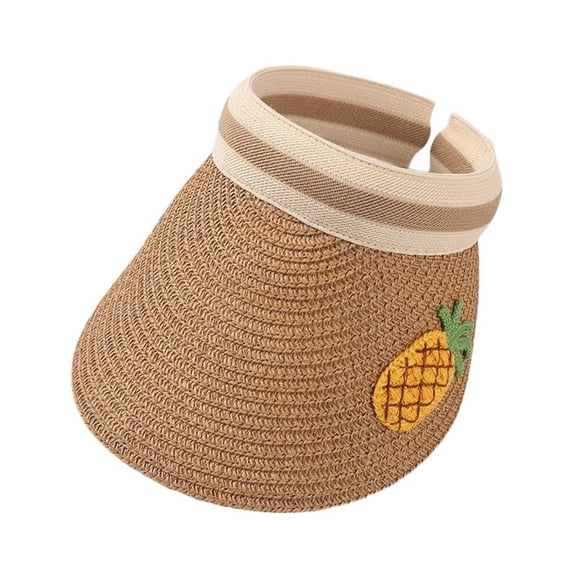 REDARER Kids Straw Sun Visor, Lemon Embroidery Empty Top Hat Lightweight UV Protection for Outdoor,2-6 Years