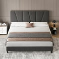 thumbnail image 3 of Yiwa Upholstered Twin/Full/King Size Bed Frame, Adjustable Headboard, Strong Wooden Slats Support, No Box Spring Needed, Easy Assembly, 3 of 7