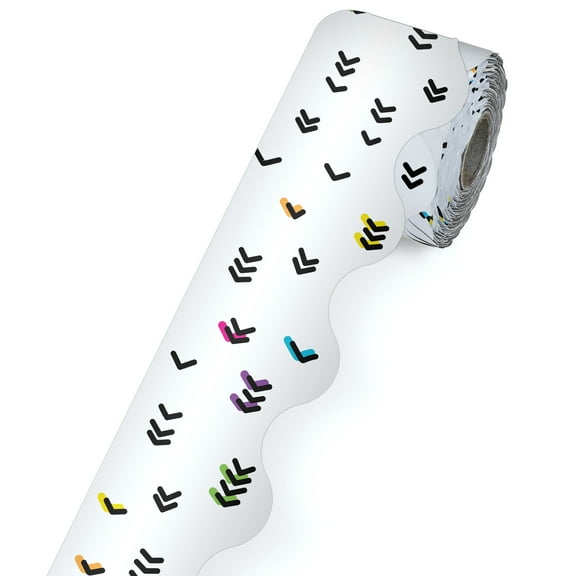 Carson Dellosa 65' Rainbow Doodles Rolled Scalloped Bulletin Board Borders (1 roll)