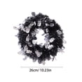 thumbnail image 6 of Homellea Black Silver Halloween Tinsel Wreath, 10.23 Inch Skull Hanging Door Wreath with Metallic Skull Accents for Front Door, Mantel, Wall, Window, Entryway and Party Decor, 6 of 6