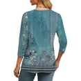 thumbnail image 5 of Texiao 3/4 Length Sleeve Women's Tops V Neck Casual Tunic Tops Basic Shirts Loose Fit Blouse, 5 of 7