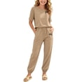 thumbnail image 7 of Amidoa Girls Summer Outfit Sets 2 Piece Graphic T-Shirt Short Sleeve and Casual Pants Set Kids Clothing Sets Khaki Size 10, 7 of 7