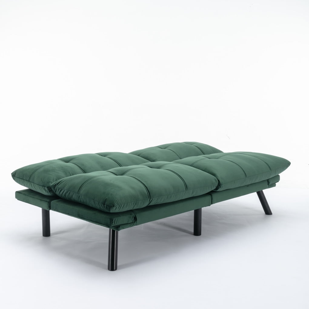 Triple Tree Velvet 70.87" Tufted Futon Loveseat Sofa, Emerald