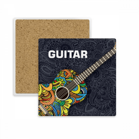 

Guitar Music Instrument Pattern Design Square Coaster Cup Mat Mug Subplate Holder Insulation Stone