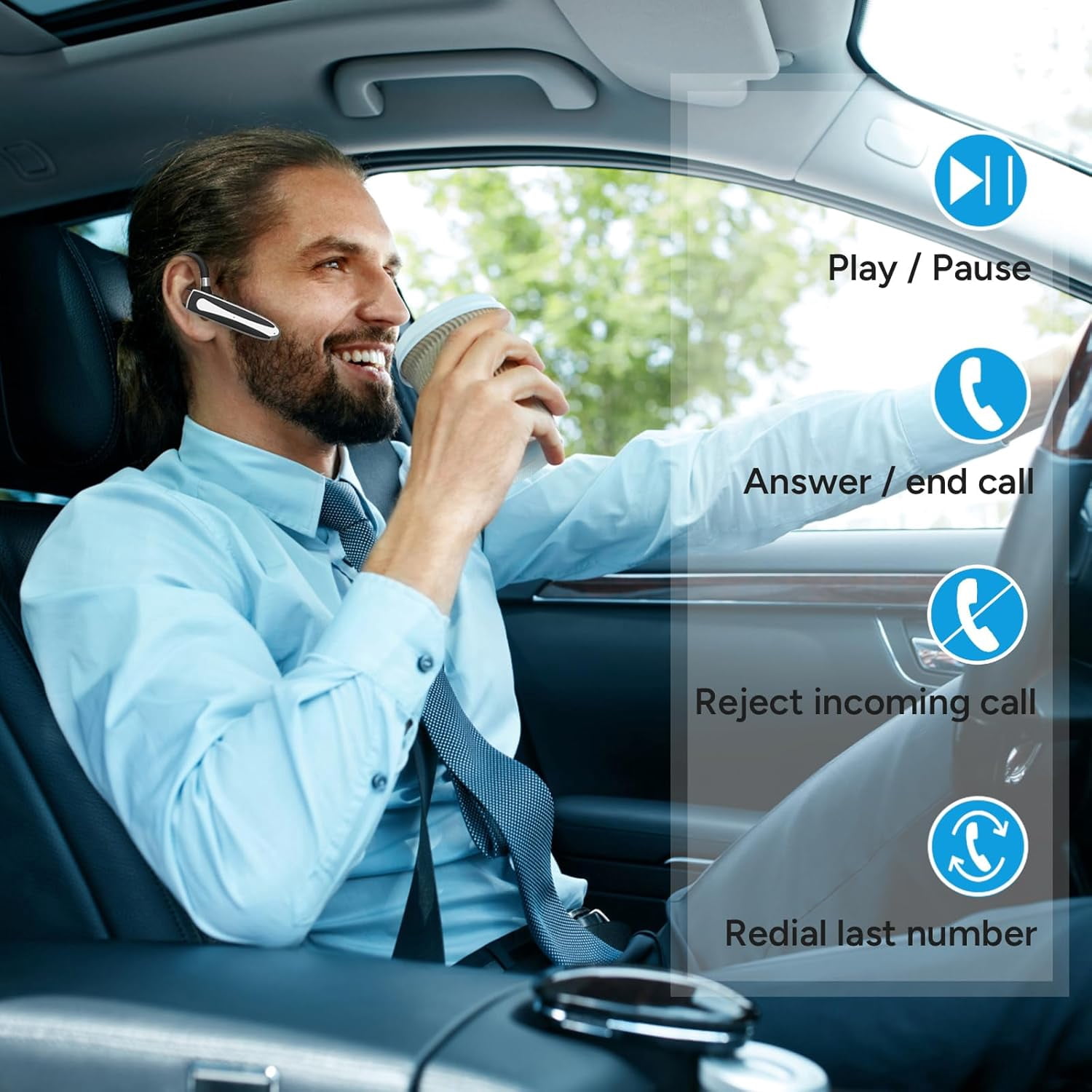 Wireless Bluetooth Headset,Bluetooth Earpiece with 500mAh Charging Case 120 Hours Talking Time Built-in Microphone for iOS Android Cell Phone, V5.3 Hand-Free Headphones for Trucker, Office