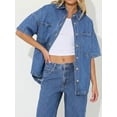 thumbnail image 7 of EMMIOL Women's Oversized Distressed Denim Shirt Long Sleeve Button Down Jean Jacket Fall Casual Outfits 2026, 7 of 7