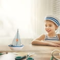 thumbnail image 4 of HCTSHG Nautical Wooden Ornament Set, Features Retro Beach and Sailboat Designs, Perfect as Kitchen, Bathroom, or Office Centerpiece, Great for Themed Nautical Party Decorations and Table Settings, 4 of 4