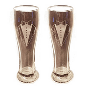 Laser Engraved LGBTQ Groom and Groom Glasses 15 oz Beer Pilsner Glasses Wedding Toasting Set of 2 Couples Gifts...