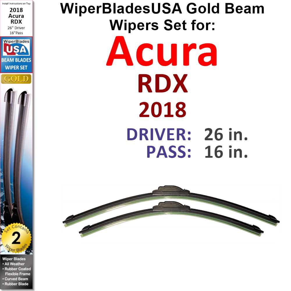 2018 Acura RDX Beam Wiper Blades Wipers WBUSA (Set of 2)