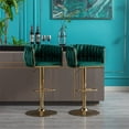 thumbnail image 3 of Velvet Swivel Bar Stools Set of 2, Modern Height Adjustable Stool Chair with Chrome Footrest and Base, Counter Height Bar Chairs with Low Back for Kitchen Pub, Kitchen, Café and Dining Chairs, Green, 3 of 7