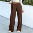 thumbnail image 4 of hlysgo Womens Casual Pants High Elastic Waist Wide Straight Leg Trousers Yoga Loose Fit Pant with Pockets Brown,L, 4 of 6