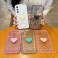 thumbnail image 4 of Compatible with Samsung Galaxy A54 5G Cute 3D Love Heart Phone Case,Glitter Bling Clear A54 5G Case Curly Wave Frame Case Women Soft Shockproof Bumper Cover (Pink), 4 of 8