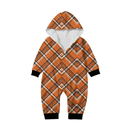 

SwoHaoen Kids Baby/Toddler One Piece Matching Family Halloween Plaid Hooded Pajamas Fleece Baby:6-9 Months