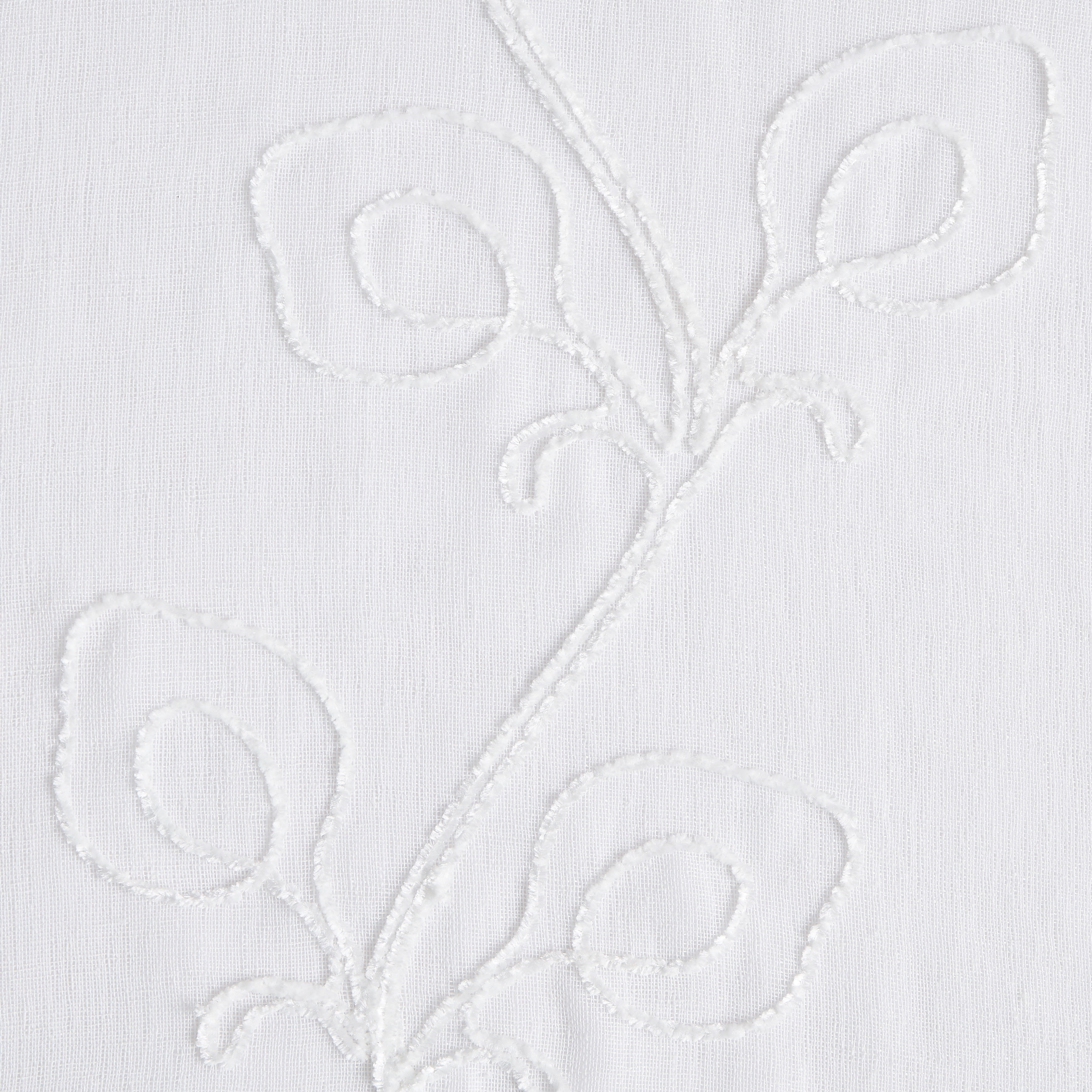 Dainty Home Stella 3D Floral Chenille Embroidered Solid Sheer 76" x 84" Window Curtain Panel Pair in White