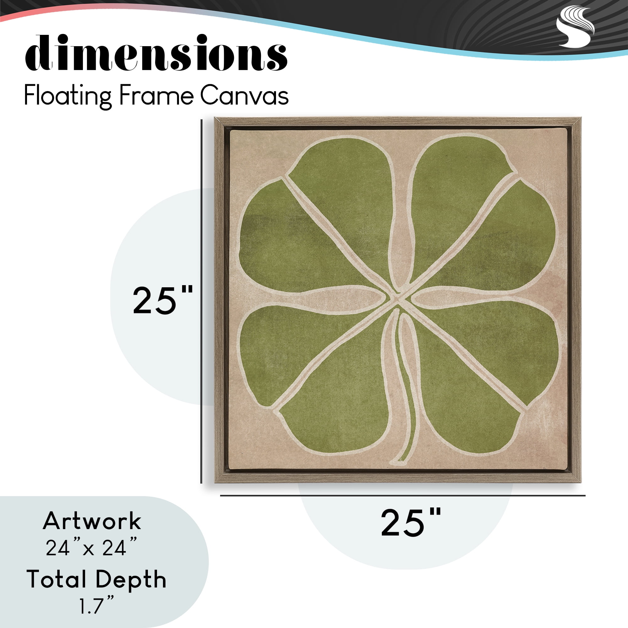 Neutral Symmetrical Clover Brown Framed Floater Canvas Wall Art, design by June Erica Vess