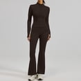 thumbnail image 6 of VISALY Women's 2 Piece Tracksuit Sets Long Sleeve Zipper Jacket with Athletic High Waist Flare Long Leggings Slim Fit Casual Sport Workout Outfit Athleisure Tracksuit Jogger Loungewear Set Brown Xl, 6 of 9