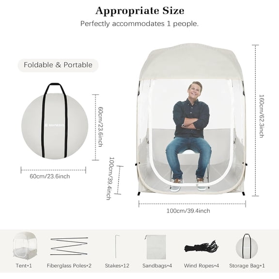 Bubble Tent for 1 Person,  View Sports Shelter with Waterproof Base & Carry Bag for Camping Fishing Tailgating