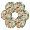 thumbnail image 2 of Haosy Set of 6 Drink Woven Coaster with Holder Heat Resistant Non-Slip Bar Coasters 4 Inches Teal Orange Marble, 2 of 7