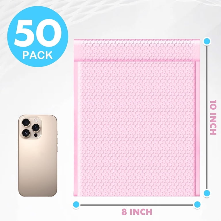 Switory Poly bubbelmailers, gewatteerde enveloppen, bulk #000, bubbelgevoerde poly mailerzakken voor verzending, verpakking, mailing, zelfsluitend, roze, 10,2 x 17,7 cm, 50 stuks