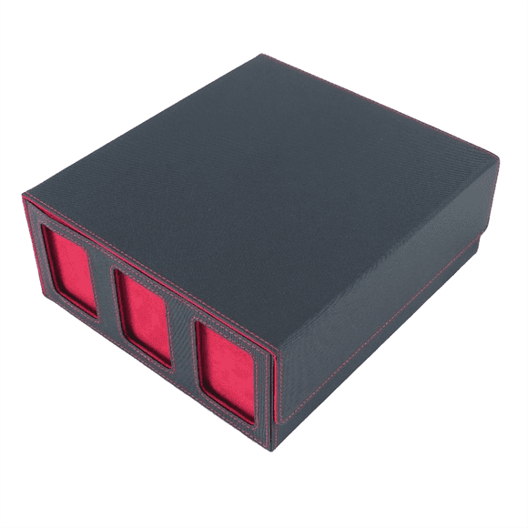 Storage Box for Trading Cards with Viewing Window Magnetic Closure Card Holder for Magic Game Cards Red