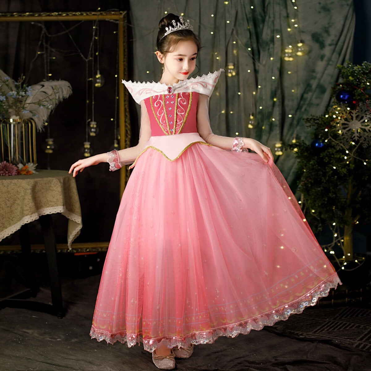 christmas princess dress Velvet Red Christmas Princess Dress Elegant Holiday Outfit for Girls
