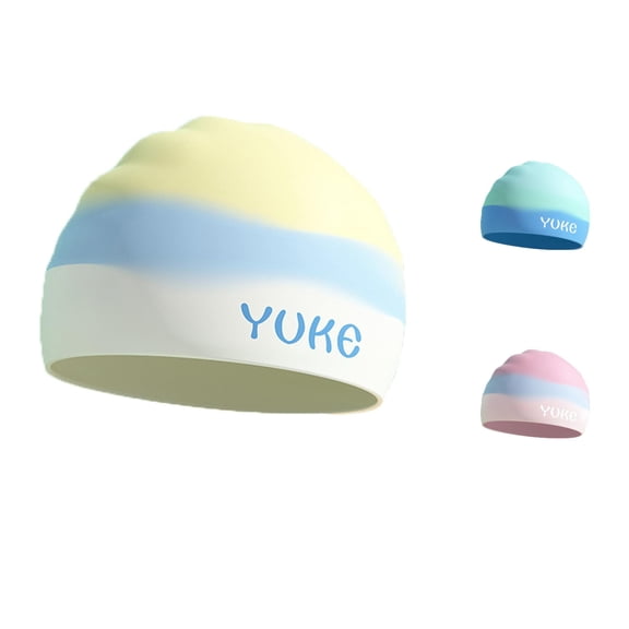 AWZXDE Cute Cartoon Silicone Swim Cap With Ear Protection For Boys Girls Swimming Ages 5-12
