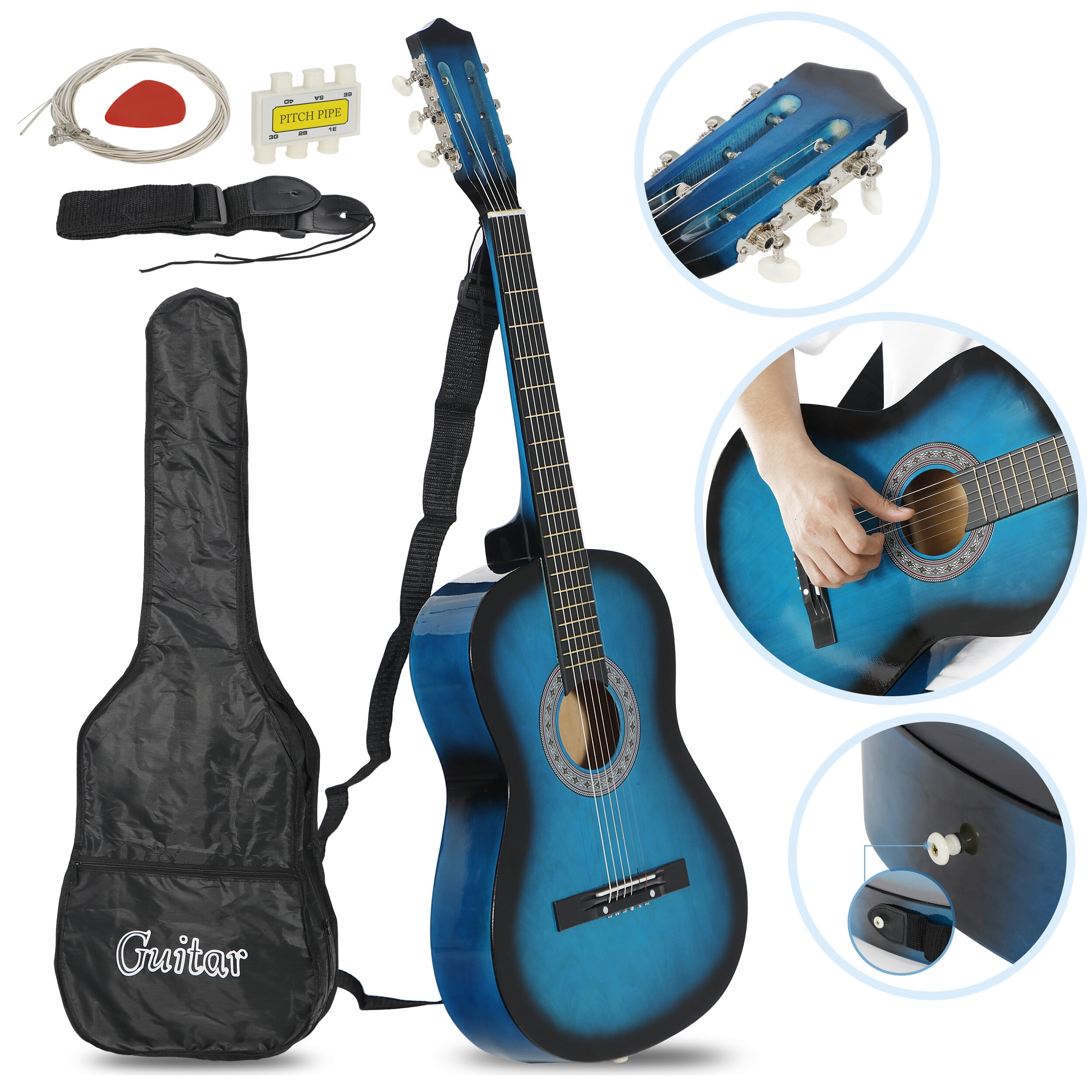 ZENY 38" Acoustic Guitar for Starter Beginner with  Bag, Strap, Tuner and Pick, Blue