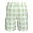 thumbnail image 6 of Kll Pistachio Green Checkboard Men'S Casual Summer Beach Shorts Hawaiian Shorts With Pockets-Medium, 6 of 9