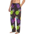 thumbnail image 4 of Men's Pajama Pants with Pockets Sleepwear Lounge Pants Stretch Casual Abstract Bright Pineapple, 4 of 6