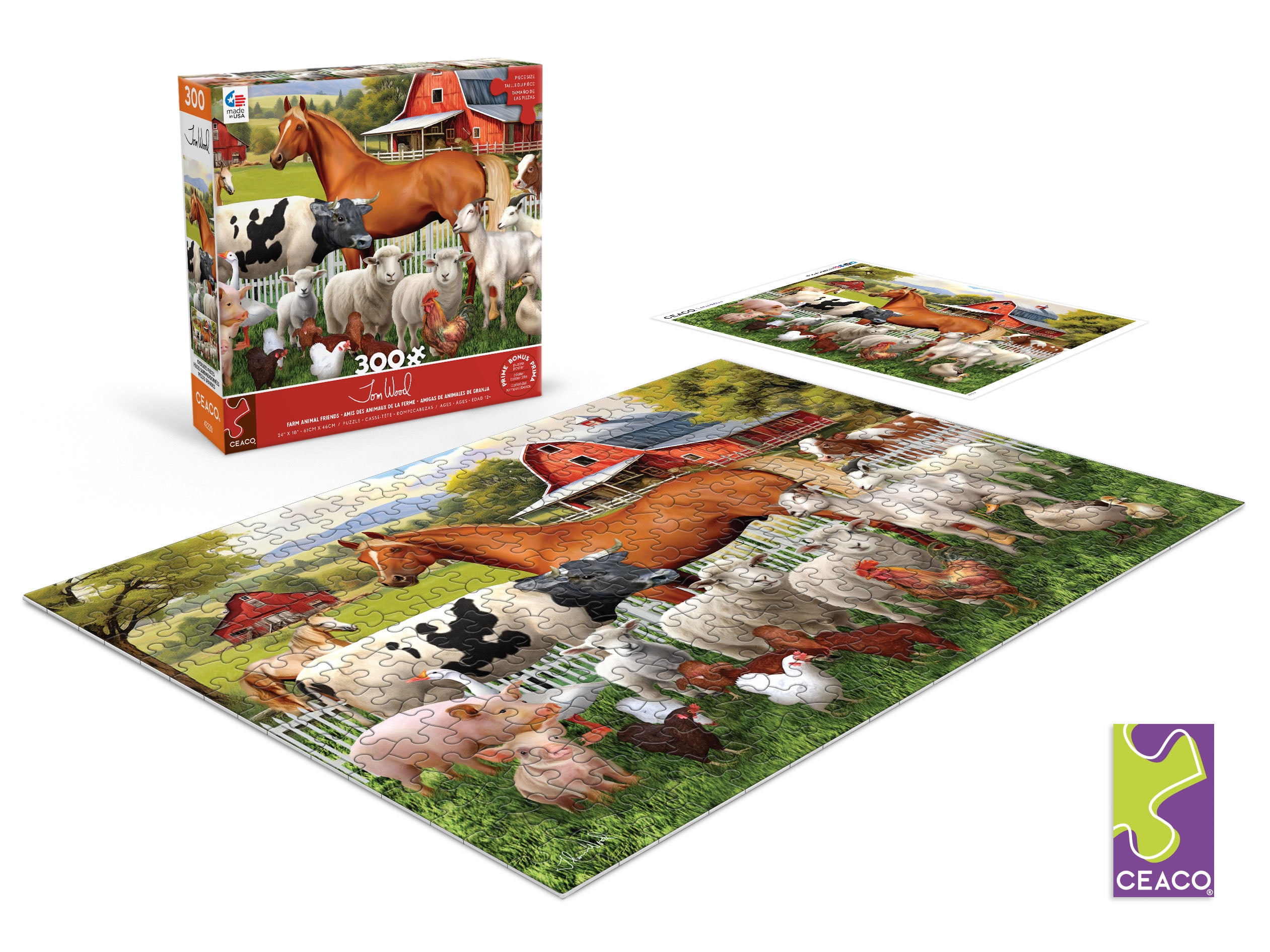 Ceaco Farm Animal Friends (Tom Wood) 300 Piece Interlocking Jigsaw Puzzle