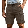 thumbnail image 2 of Cargo Shorts for Men Relaxed Loose Fit Drawstring Tactical Hiking Shorts Summer Carpenter Work Short Pockets,Brown,L, 2 of 6