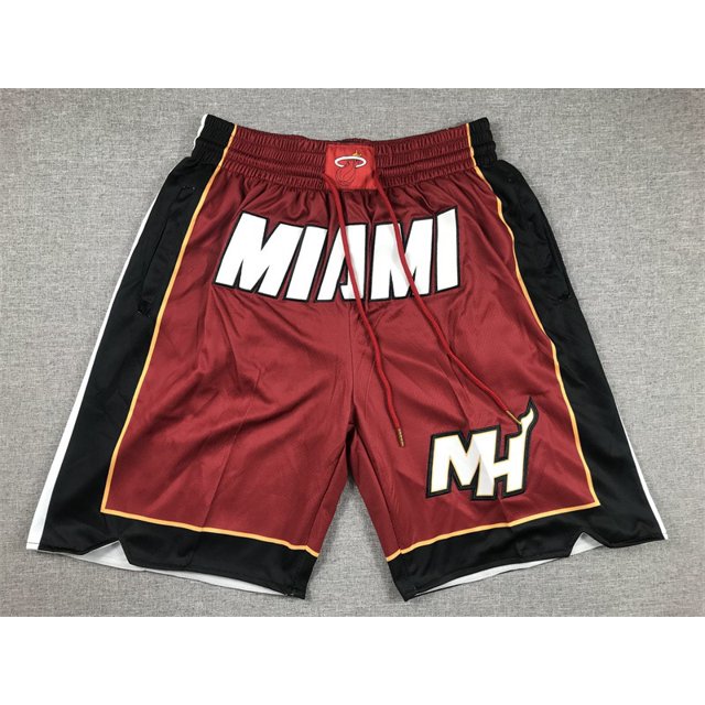 Miami Heat Retro Embroidered Zipper Pocket Shorts Basketball Pants Embroidered Shorts
