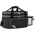 thumbnail image 1 of Golkcurx Bolsa de cocción lenta de doble capa para modelos CrockPot ovalados y Hamilton Beach de 6 a 8 cuartos de galón, con correa acolchada ajustable, compartimento superior con cremallera y bolsill, 1 of 5
