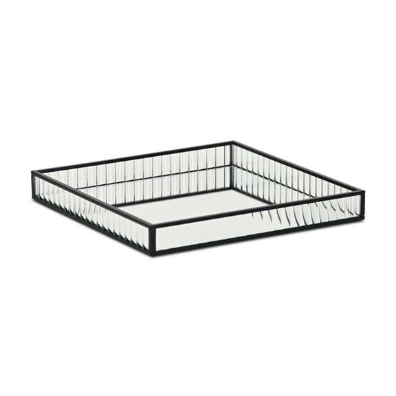 Cheungs 6137BK-S Veldra Black Square Fluted Glass Tray - Small