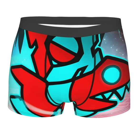 Lsque Geometry Dash Pattern Men’s Total Support Pouch Boxer Briefs, X-Temp Cooling, Moisture-Wicking Underwear, Regular, Long-leg and Trunk-Small