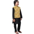 thumbnail image 3 of eloria Boys Hawaii Printed Nehru Jacket Front Button Closure Casual Party Wear Vest Waistcoat Mustard, 3 of 7