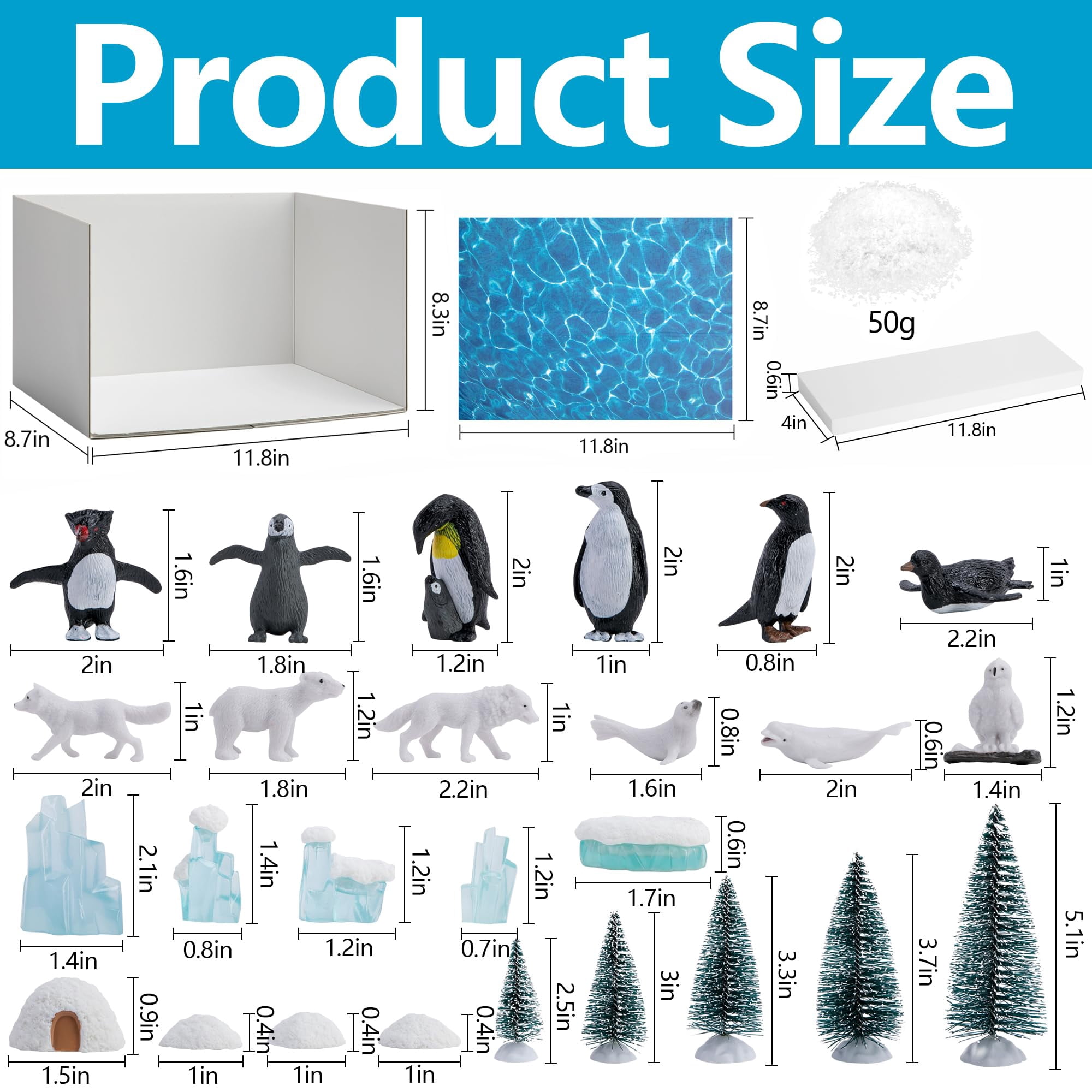 Ebaokuup 30 Pcs Arctic Animal Diorama Kit with Polar Bear & Penguin for Crafts