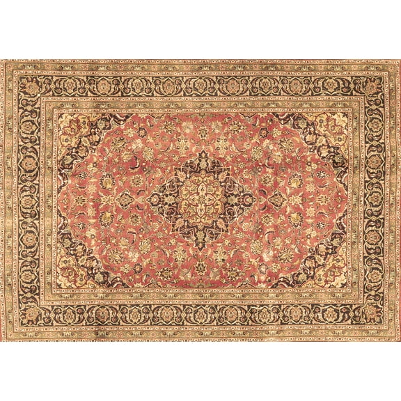 Ahgly Company Indoor Rectangle Medallion Brown Traditional Area Rugs, 6' x 9'