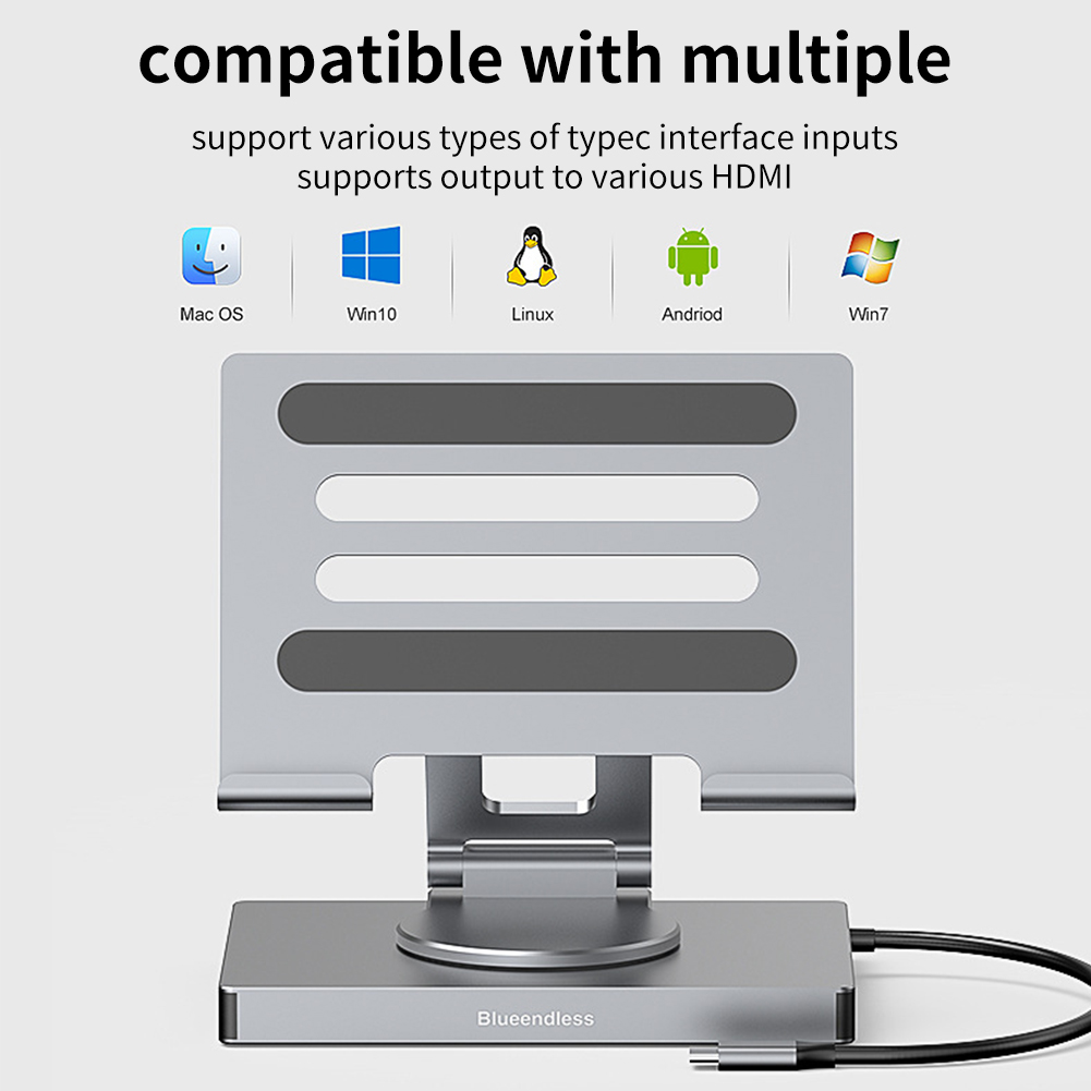 ITIGOITIE 9-in-1 Freestanding Docking Station, Foldable, Charging Enabled and Compatible with Multiple Devices, Silver