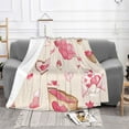 thumbnail image 2 of Valentines Pink Flower Heart Throw Blanket, Super Soft Anti-Pilling Flannel Bed Blankets, 50"x40", 2 of 8