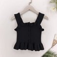thumbnail image 2 of THDHVS Toddler Tank Tops Girls,Tank Tops for Girls,Girl's Ruffle Hem Solid Color Spaghetti Strap Tank Tops Black 4-5 Years, 2 of 5