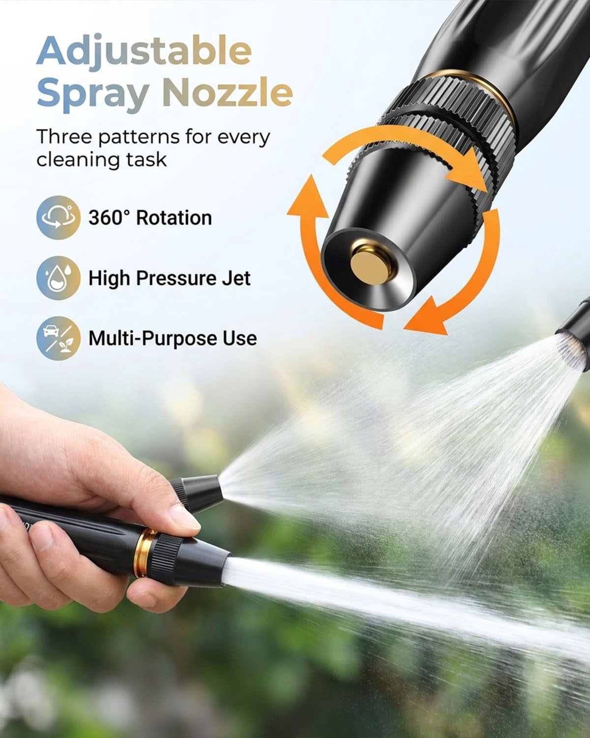 Home High-Pressure Car Wash Water Gun with Booster Nozzle, High-Pressure Home Car Wash Water Gun & Hose Set, for Watering Plants and Vegetables, and Car Washing