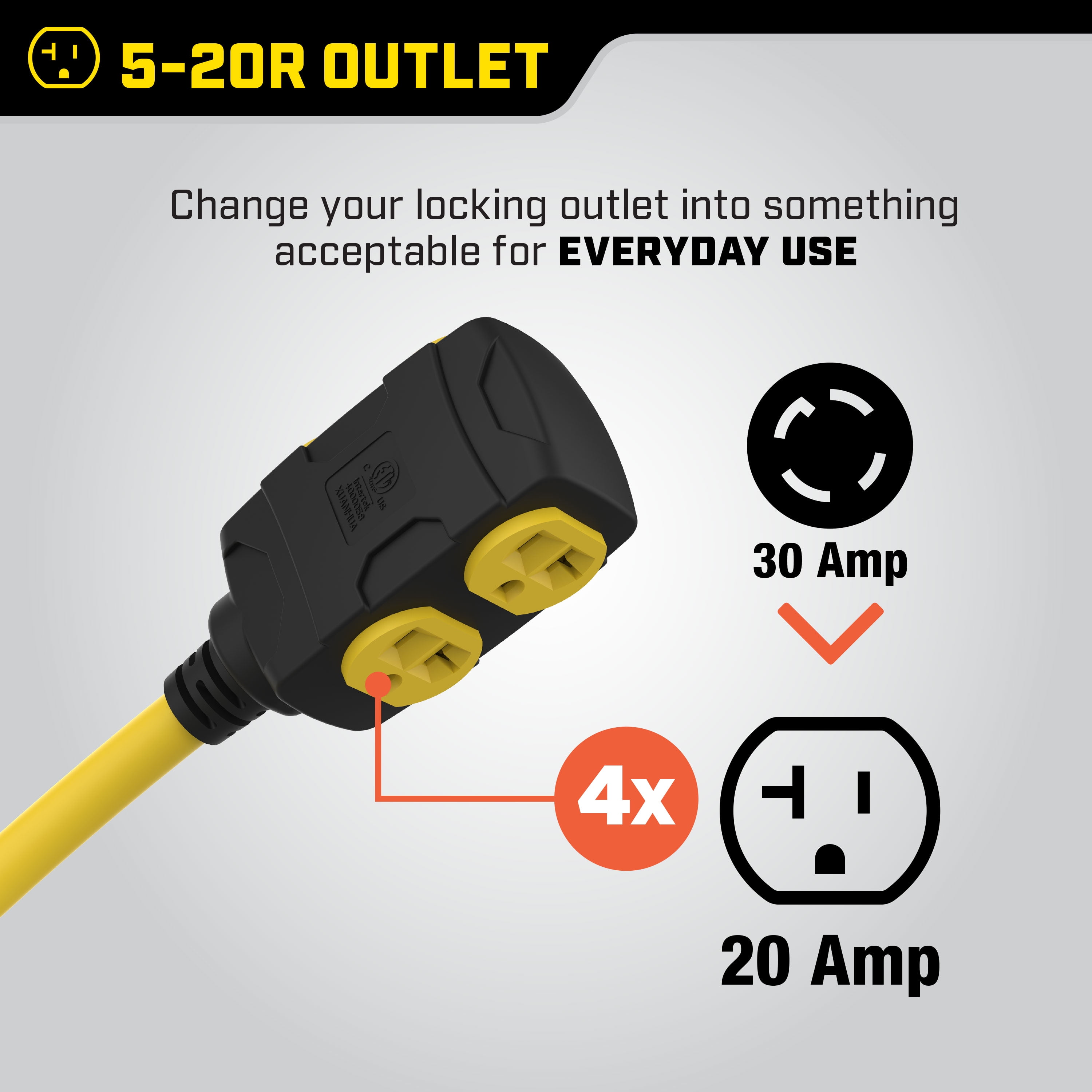 Champion Power Equipment 48043 10 Gauge 25ft Black 4 Outlets Generator Extension Cord