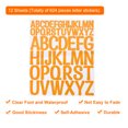 thumbnail image 3 of 624 Pieces Vinyl Letter Stickers, 12 Sheets 2 Inch Orange Artistic Font Self-Adhesive Cute Alphabet Stickers, 3 of 5