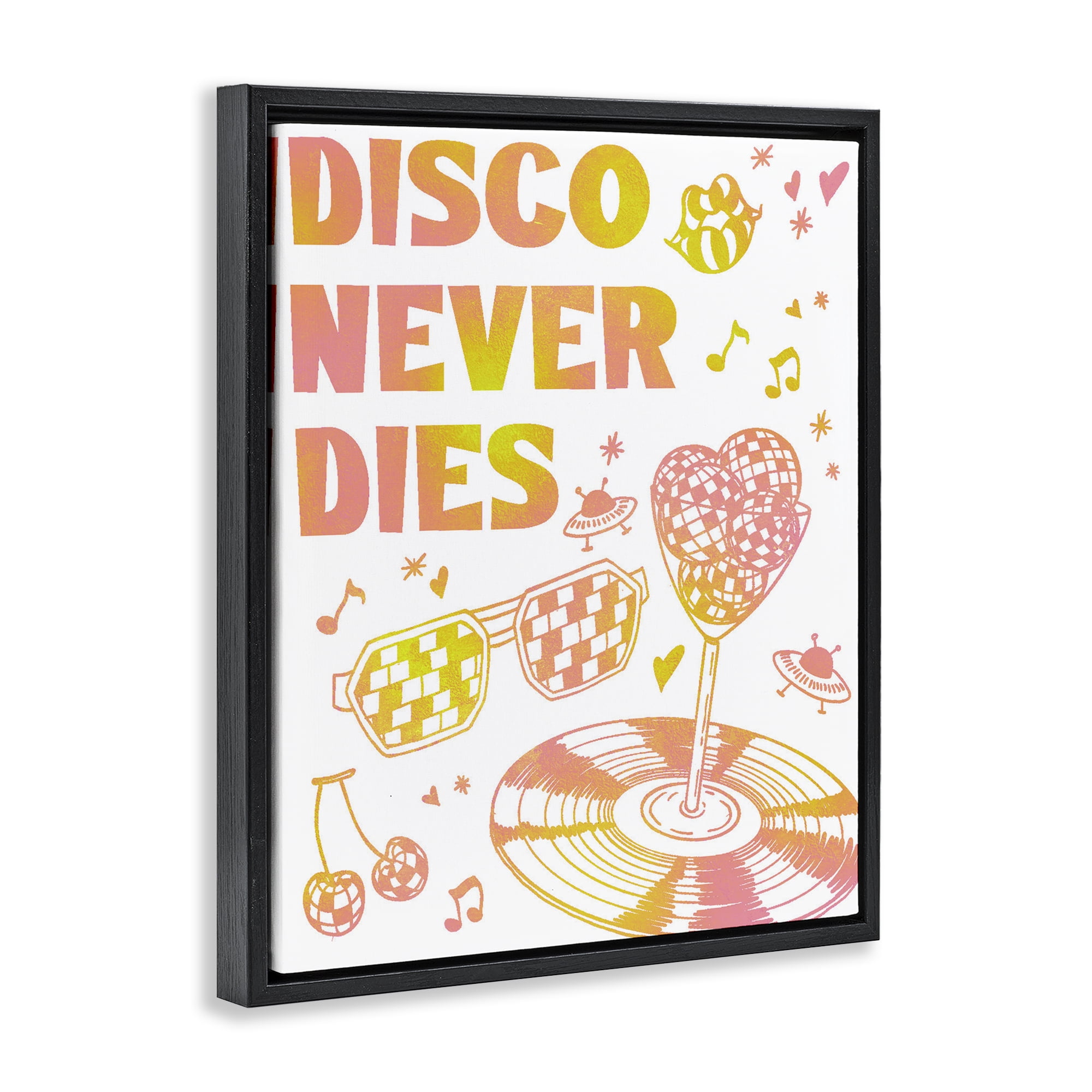 Stupell Industries Disco Never Dies Black Framed Floater Canvas Wall Art, design by Ziwei Li