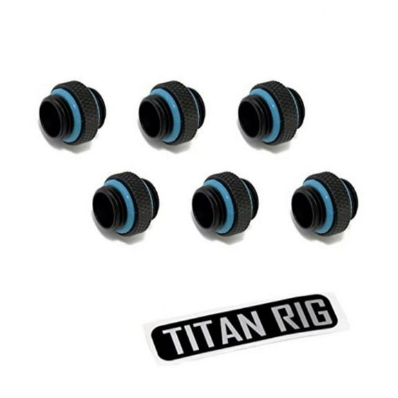 xspc g1/4" 5mm male to male fitting, matte black, 6-pack