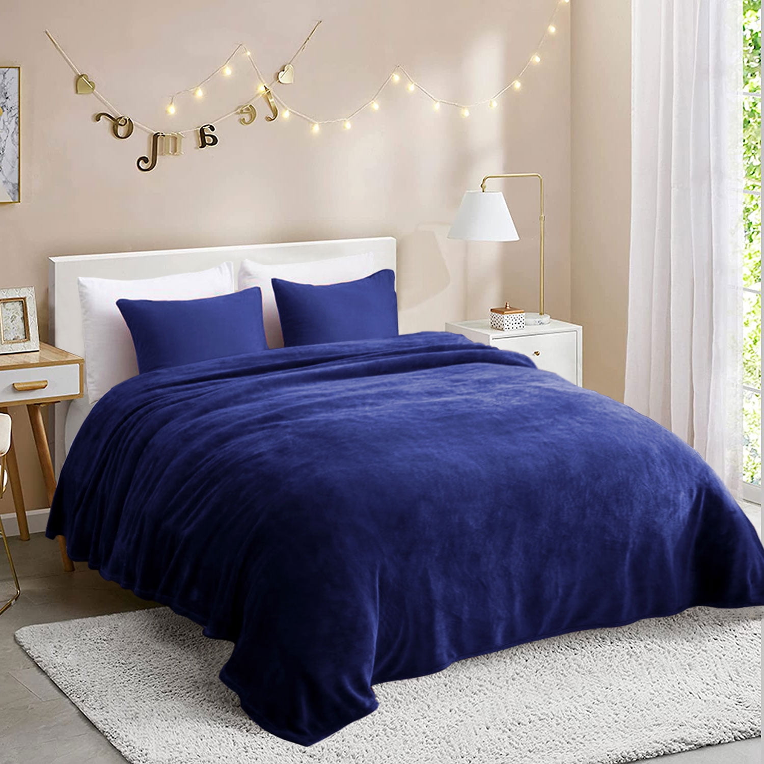Soft Lightweight Navy Flannel Blanket Queen Size 77x81 in Nepal at NPR 7335 Rating 5