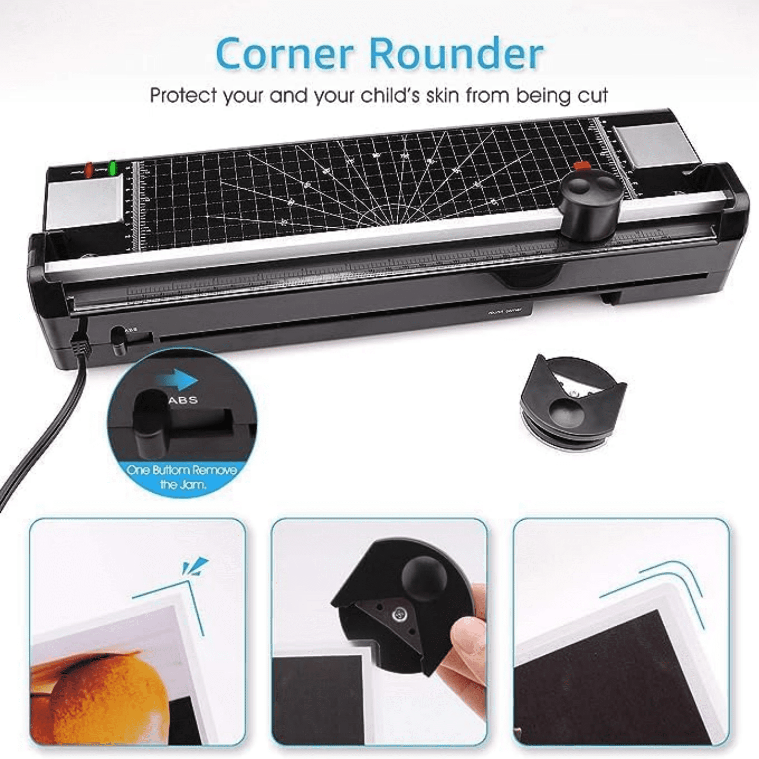 A3/A4/A6 Laminator Machine, YE381 Thermal Laminating Machine for Home Office School Use with 70 Laminating Pouches, Bulit in Paper Trimmer and Corner Rounder